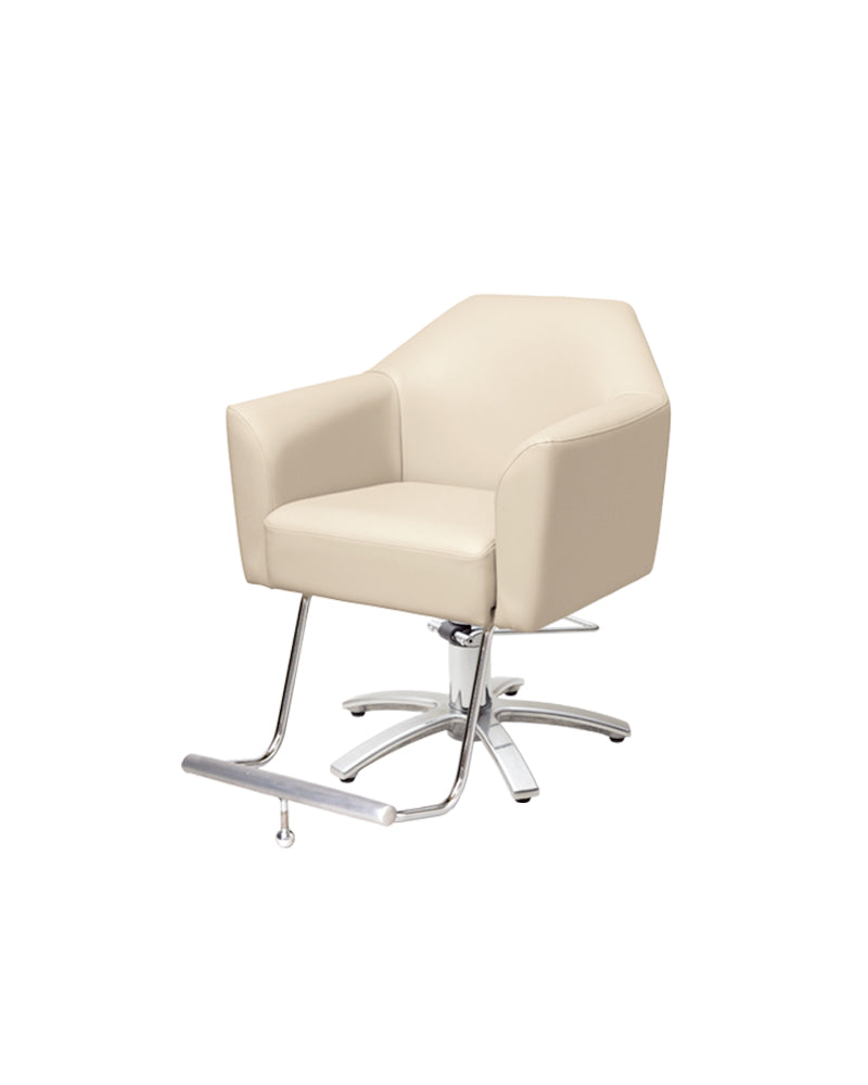 Morb - Beige hairdressing chair - Built-in footrest - Chrome cross base